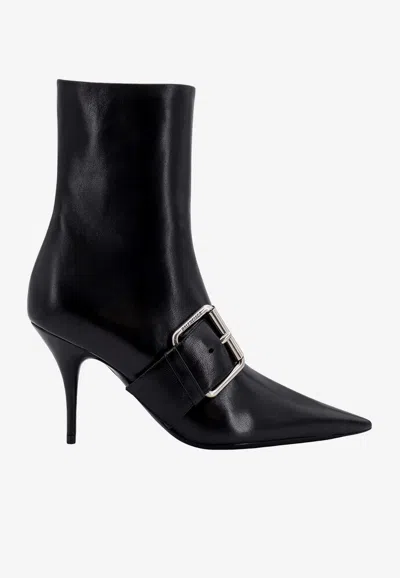 Balenciaga Knife 80 Belted Ankle Boots In Black