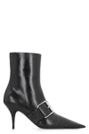 Balenciaga Women Leather Ankle Boots With Maxi Buckle In Black