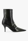 Balenciaga Women Leather Ankle Boots With Maxi Buckle In Black