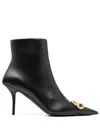 Balenciaga Black Leather Square Knife Ankle Boots In Black