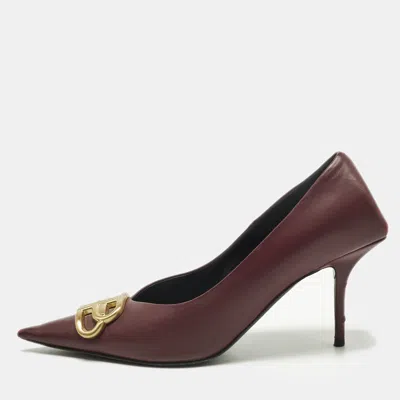 Pre-owned Balenciaga Knife Bb Size 39 Burgundy Leather Pumps