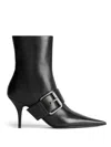 Balenciaga Women Leather Ankle Boots With Maxi Buckle