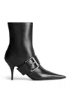 Balenciaga Women Leather Ankle Boots With Maxi Buckle In Black
