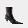 Balenciaga Women Leather Ankle Boots With Maxi Buckle In Black