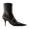 Balenciaga Women Leather Ankle Boots With Maxi Buckle In Black