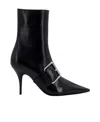 Balenciaga Women Leather Ankle Boots With Maxi Buckle In Black