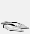 Balenciaga 40mm Pointed-toe Leather Mules In Silver