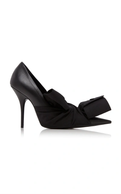 Balenciaga Knife Bow-detailed Leather Pumps In Black