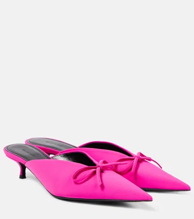 Balenciaga Knife Bow Leather-trimmed Pumps In Pink