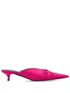 Balenciaga 40mm Knife Bow Nylon Blend Mules In Pink