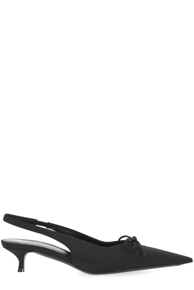 Balenciaga Knife Bow Kitten-heel Slingback Pumps In Black