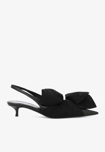 Balenciaga Knife Chemise 45 Leather Slingback Pumps In Black