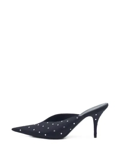 Pre-owned Balenciaga Knife Crystal-embellished Heeled Mules In Black