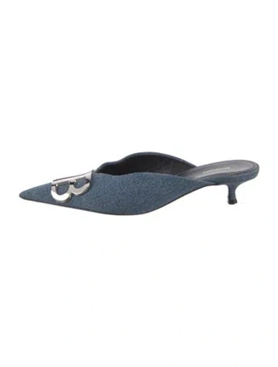 Pre-owned Balenciaga Knife Denim Mules In Blue