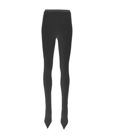Balenciaga Knife Fishnet Pantaleggings Boots In Black
