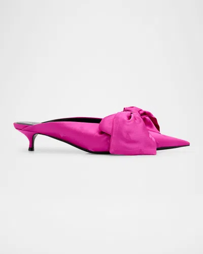 Balenciaga Knife Lavalière Logo Jacquard Bow Mule Pumps In 5550 Dark Pink
