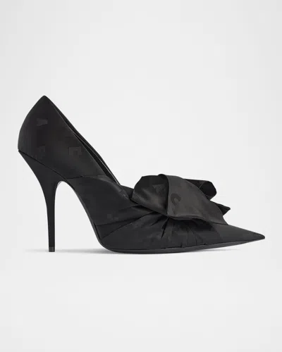 Balenciaga Knife Lavalière Logo Jacquard Bow Pumps In Black