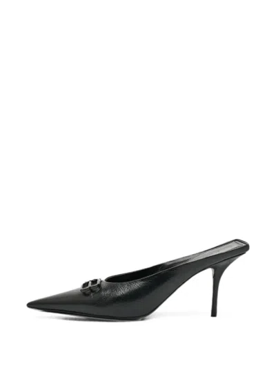 Pre-owned Balenciaga Knife Leather Mules In Black