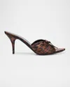Balenciaga Knife Leopard Bow Stiletto Sandals In Brown