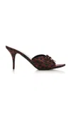 Balenciaga Printed Satiin Knife Bow Mules