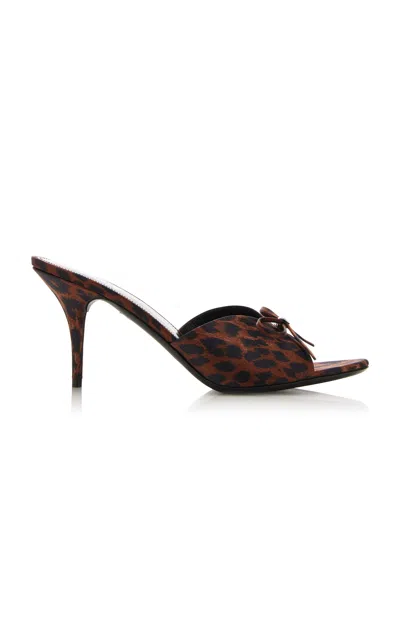 BALENCIAGA KNIFE LEOPARD SATIN SANDALS