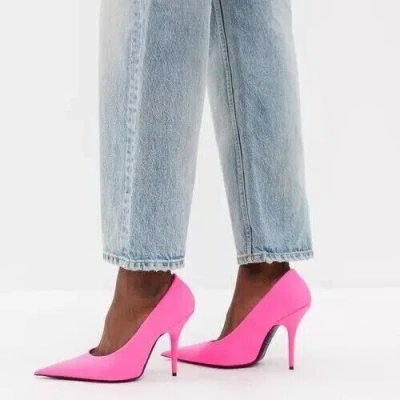 Pre-owned Balenciaga Knife Pointed Toe Pumps Women's 39/9us Pink Fluro Solid Slip On