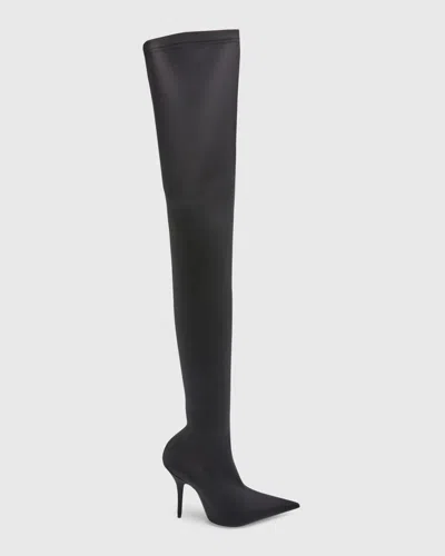 Balenciaga Knife Stretch Over-the-knee Stiletto Boots In 1000 Black