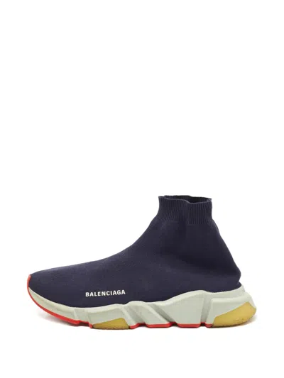 Pre-owned Balenciaga Knit Fabric Trainer In Blue