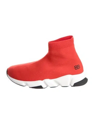 Pre-owned Balenciaga Babies' Knit Logo Speed Sneakers In Red