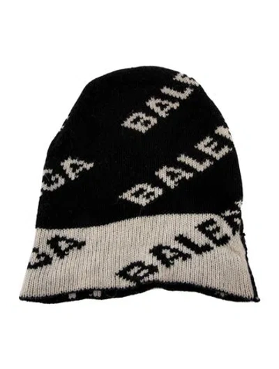 Pre-owned Balenciaga Knit Pattern Beanie In Black