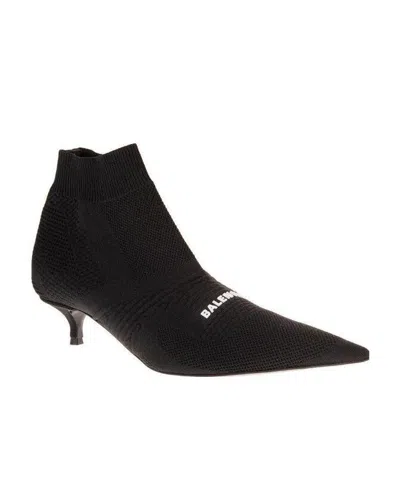 Balenciaga Knitted Ankle Boots In Black