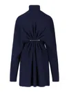 Balenciaga Draped Knit Mini Dress In Blue