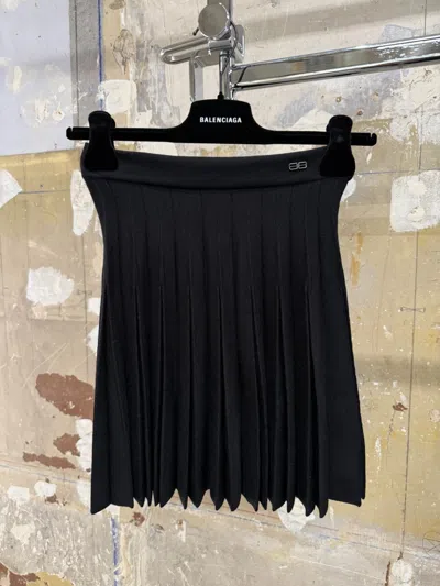 Balenciaga Knitted Pleated Skirt In Black