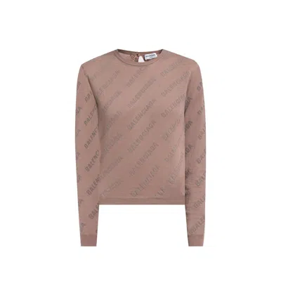 Balenciaga Knitted Pullover Women In Brown