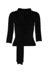 Balenciaga Scarf Turtleneck Terry-cloth Blouse In Black