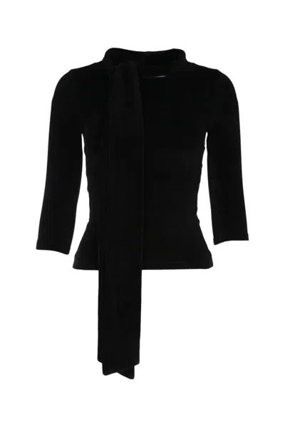 Balenciaga Black Scarf Fitted Turtleneck Sweater