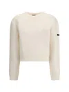 Balenciaga Cropped Sweater With Logo Patch In Wool Blend
