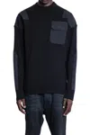 Balenciaga Ribbed Knit Military Sweater In Black