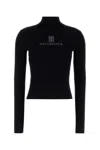 Balenciaga Viscose Nano Bb High Neck Sweater In Black