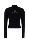 Balenciaga Viscose Nano Bb High Neck Sweater In Black