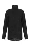 Balenciaga Creased Turtleneck Knit Jumper In Black