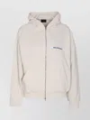Balenciaga White Sweatshirt With Fixed Hood And Logo Lettering On Front And Rear In Cotton Woman In Nude