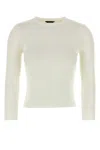 Balenciaga Cropped Sweater With Logo Patch In Wool Blend In White