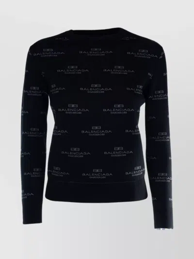 Balenciaga Knitwear With Long Sleeves And Ribbed Finish In Black