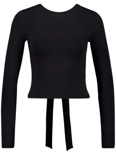 Balenciaga Knot-detail Long-sleeved Top In Black