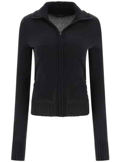 Balenciaga Knot-detailing Cotton-blend Cardigan In Black