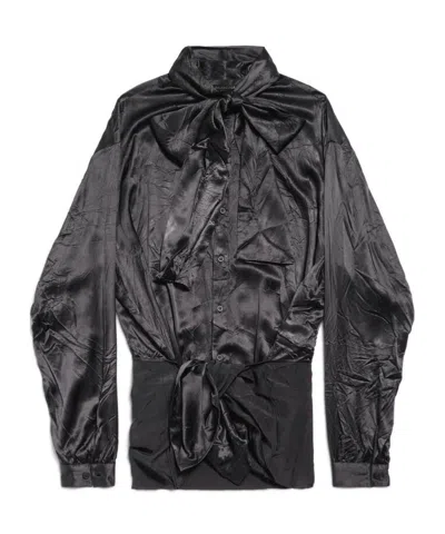 Balenciaga Women's Knotted Lavalière Blouse In Black