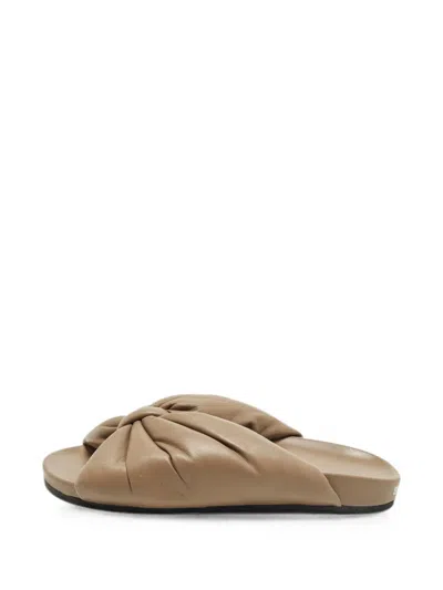 Pre-owned Balenciaga Knot Leather Flat Sandals In Brown