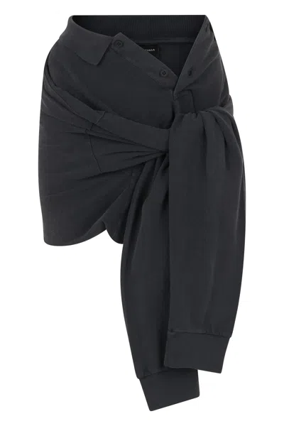 Balenciaga Knot-style Polo Skirt With Wrap Design In Black