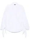 Balenciaga Oversized Knotted Cotton-poplin Shirt In White